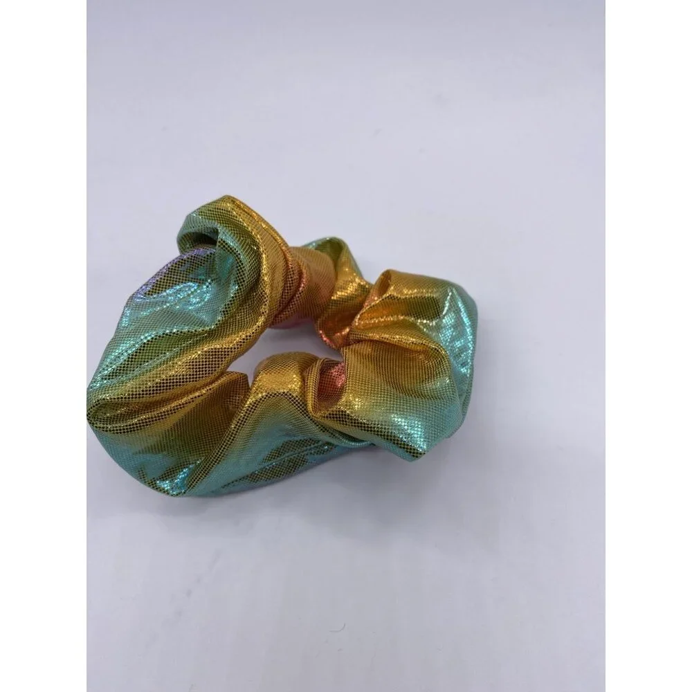 Hues Hair Scrunchie Shiny Multicolor Cloth Fabric 2 Pcs Women's Girls Elastic‎
